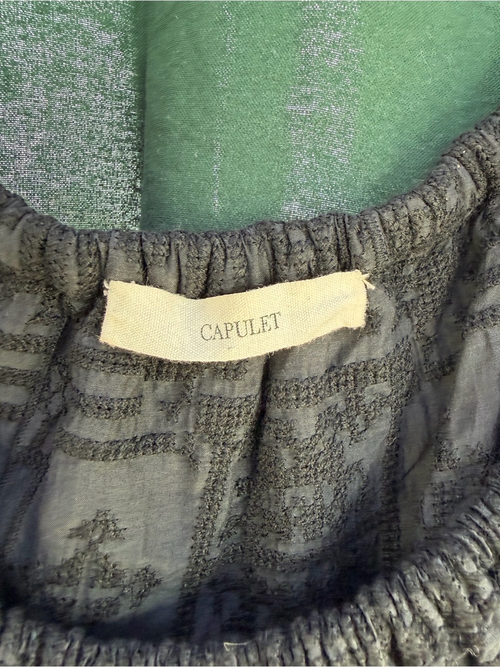 Capulet Black Textured Ruffle-Neck Blouse - Picture 2 of 3